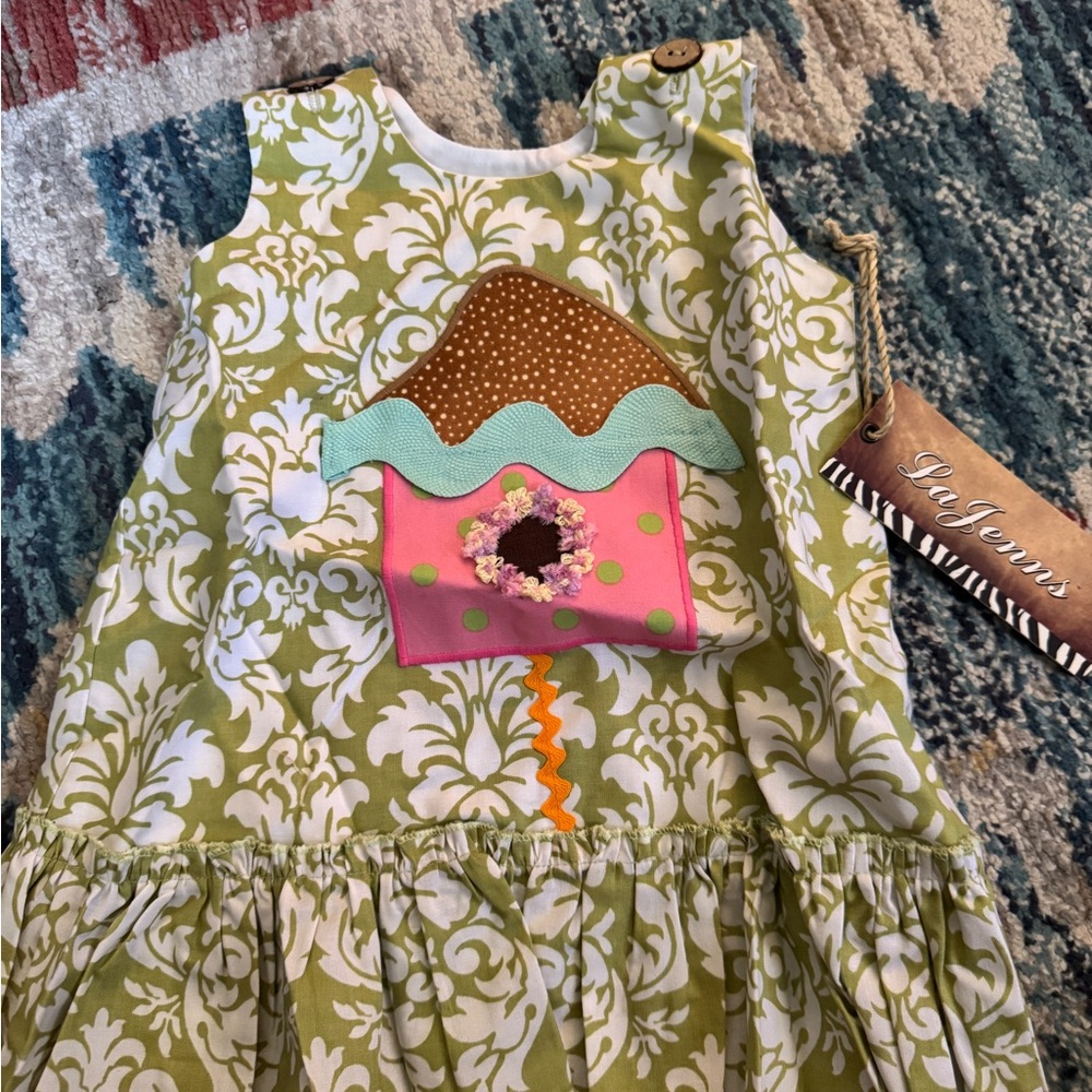 Lolly Wolly Doodle Green and Pink Kids Dress
